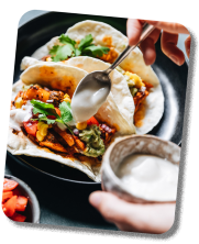 Tacos with yogurt topping